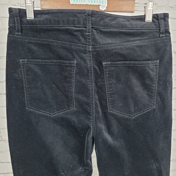 Talbots Black Velveteen Cotton Stretch Straight Leg High Rise Pants 10P (31x29) - Picture 8 of 13